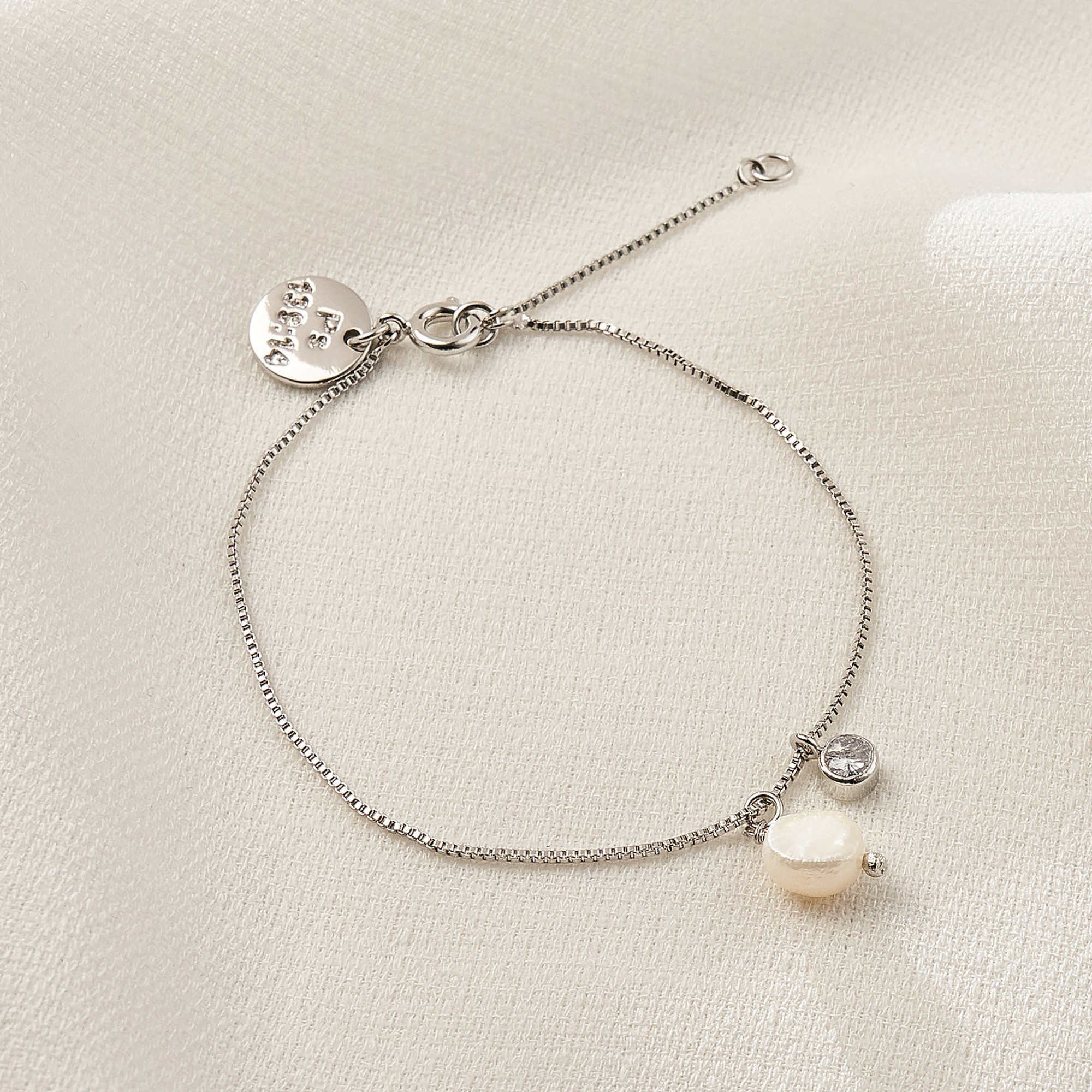 Pulseira Elisa Banho Ródio Branco