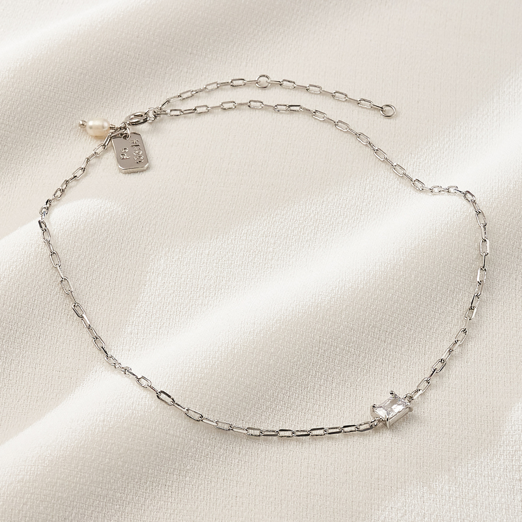 Colar Antonia Banho Ródio Branco