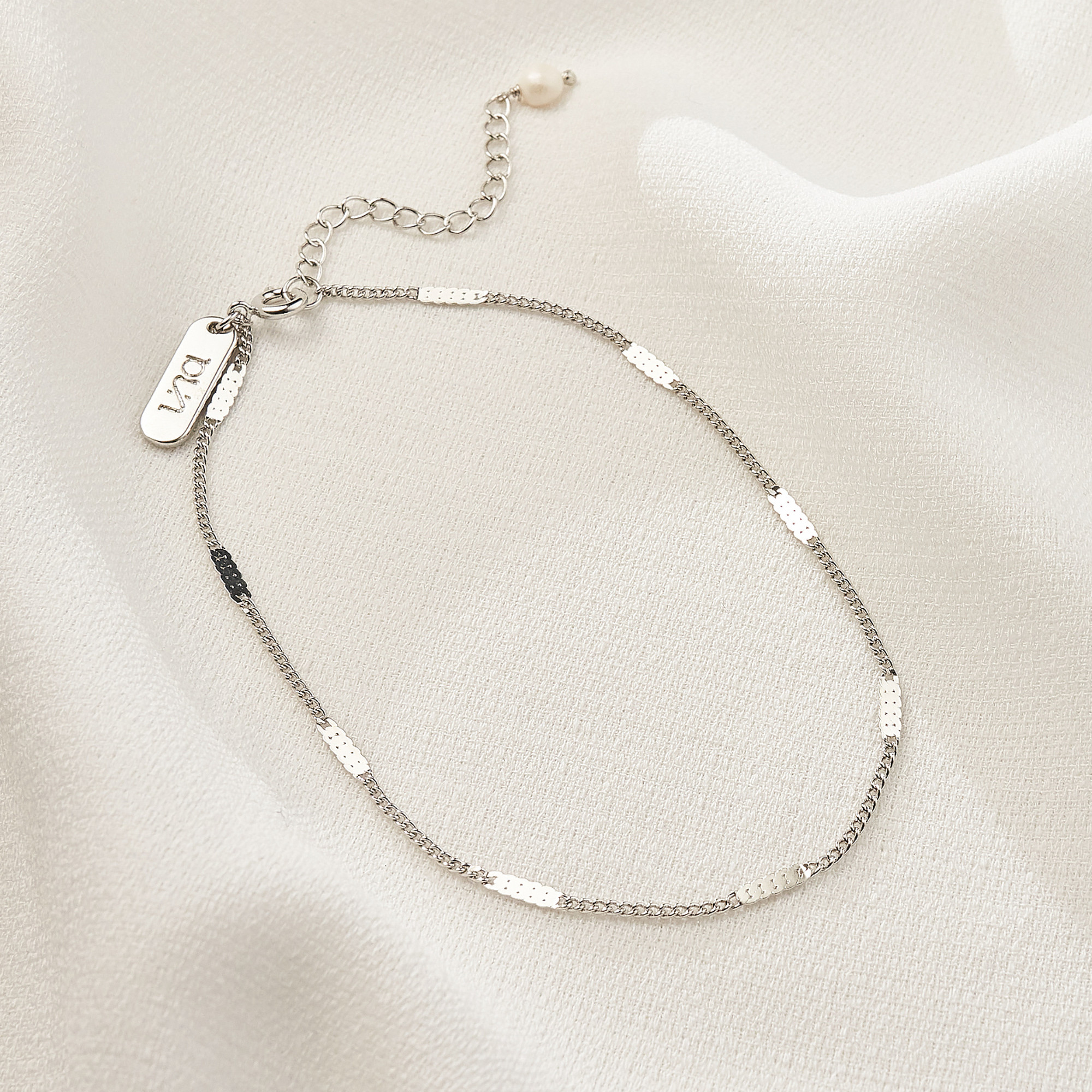 Tornozeleira Viviane Banho Ródio Branco