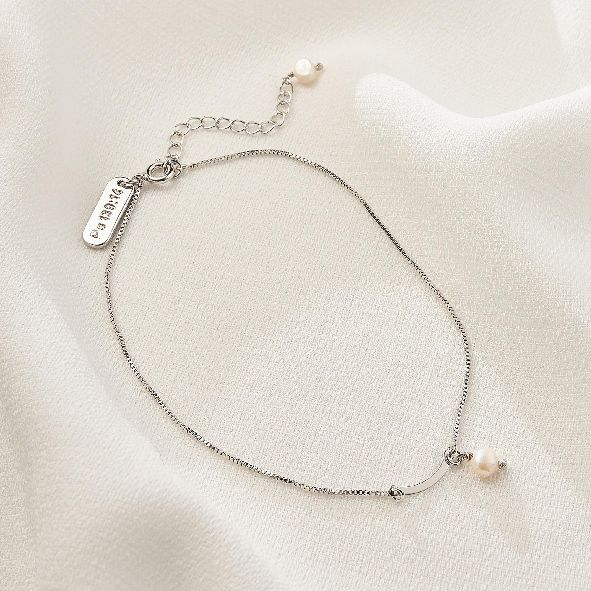 Tornozeleira Roberta Banho Ródio Branco