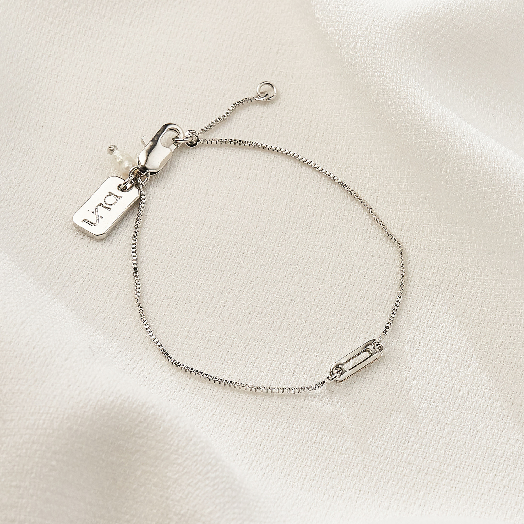 Pulseira Rosangela Banho Ródio Branco