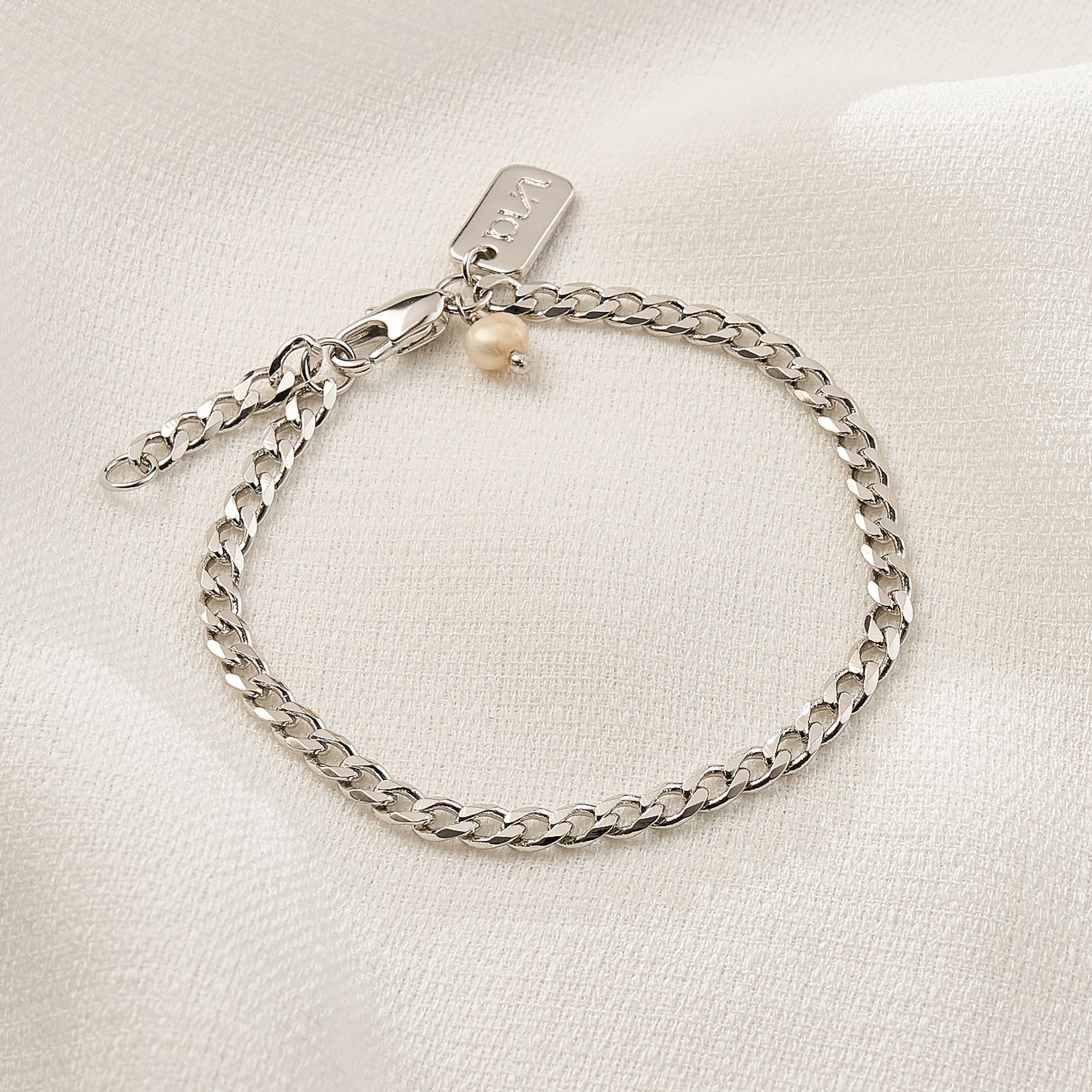 Pulseira Jaqueline Banho Ródio Branco