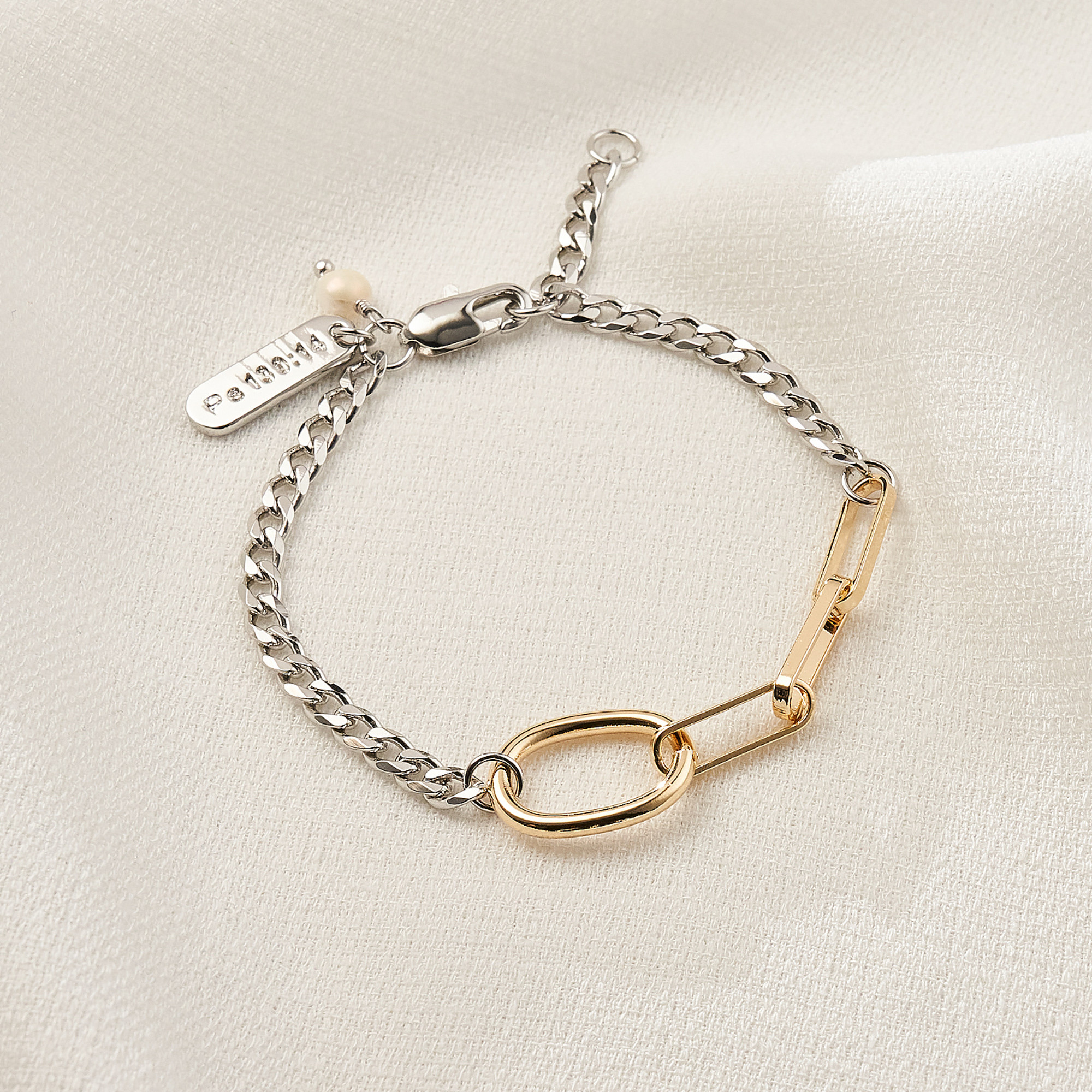 Pulseira Luane Banho Ouro 18k e Ródio Branco