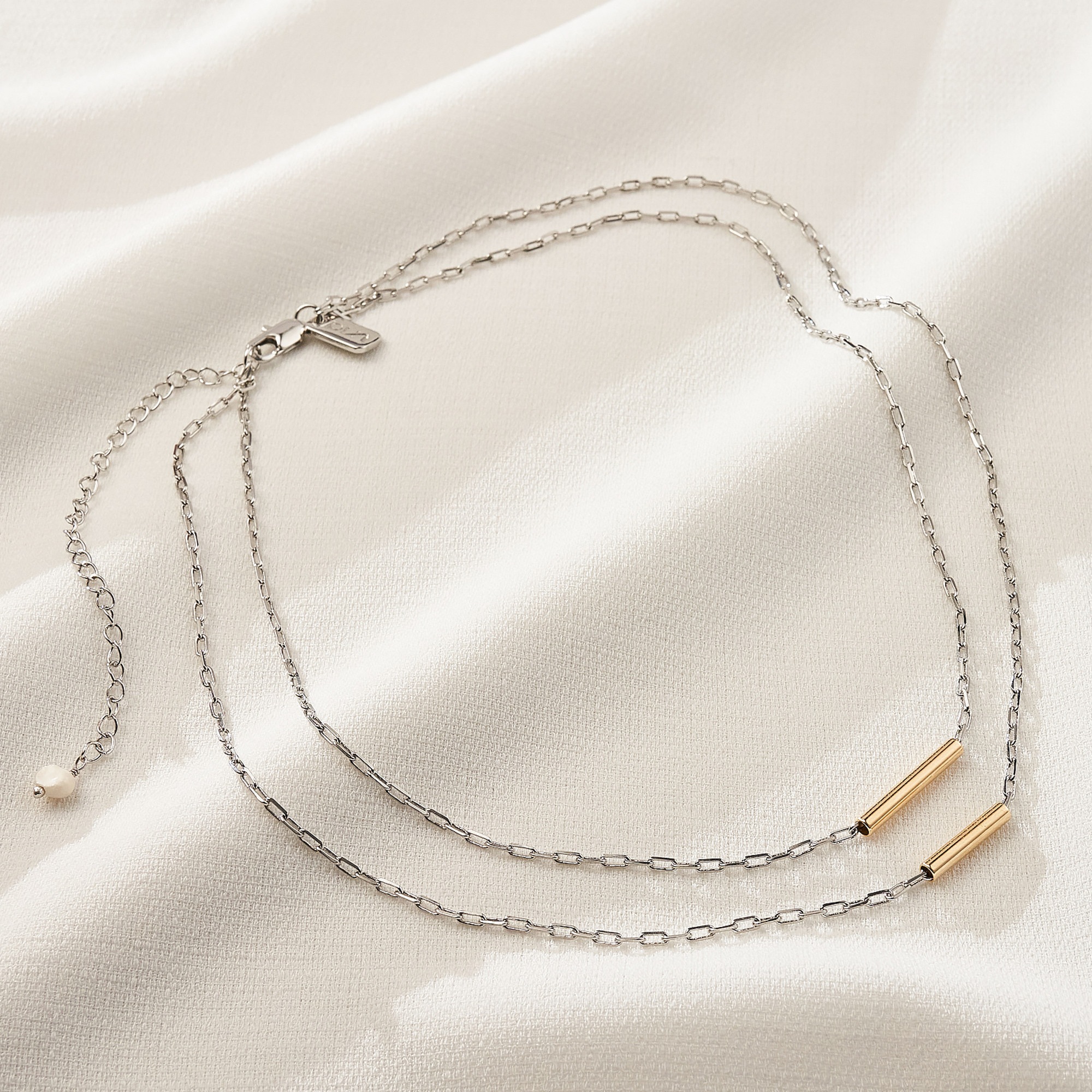 Colar Natalia Banho Ouro 18k e Ródio Branco