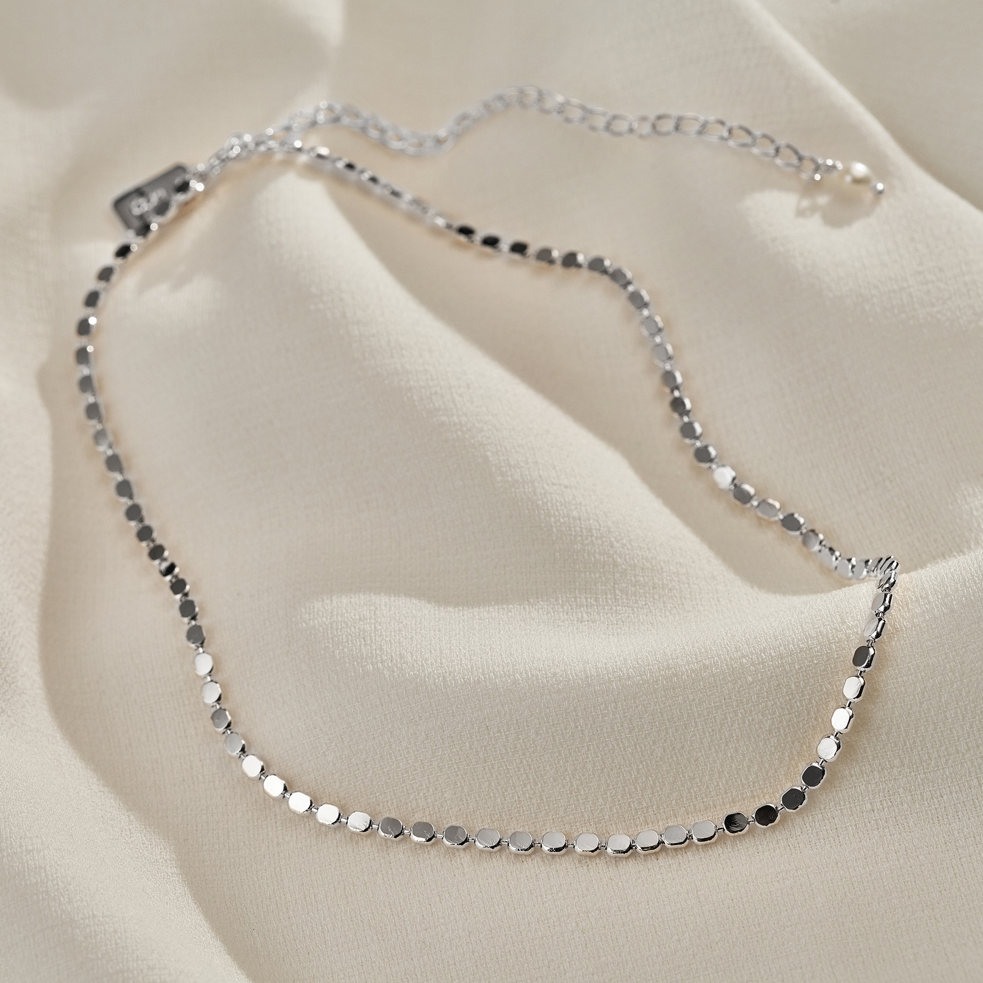 Colar Min Banho Ródio Branco