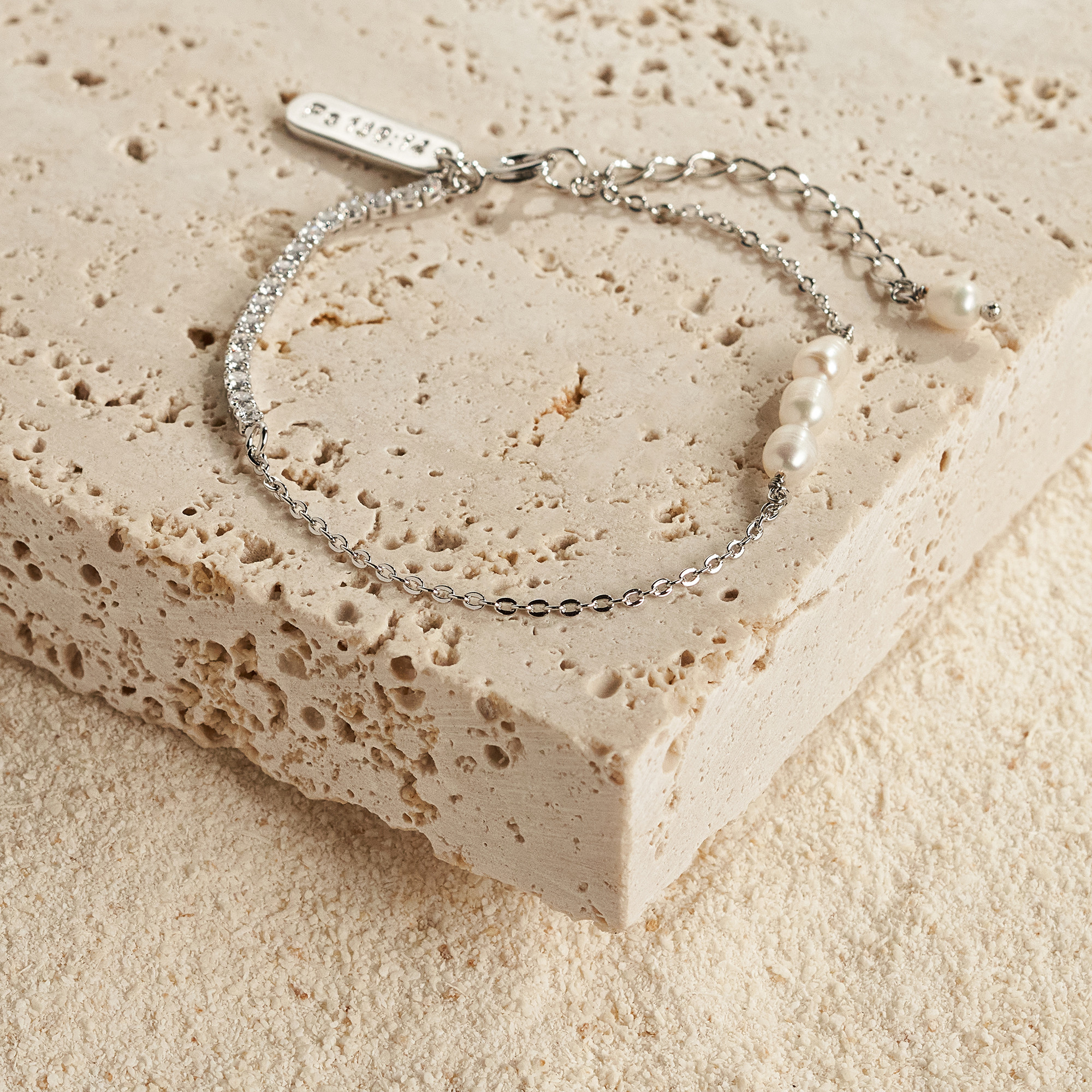 Pulseira Sandra Banho Ródio Branco