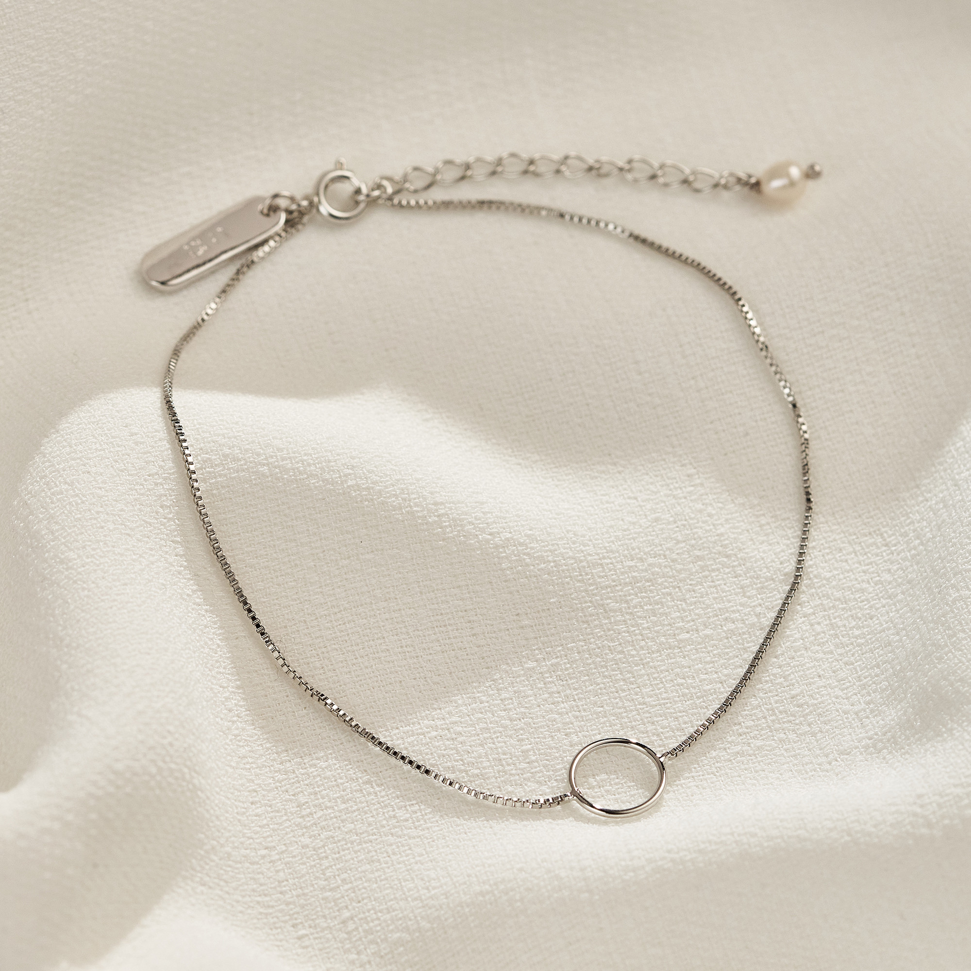 Tornozeleira Jessica Banho Ródio Branco