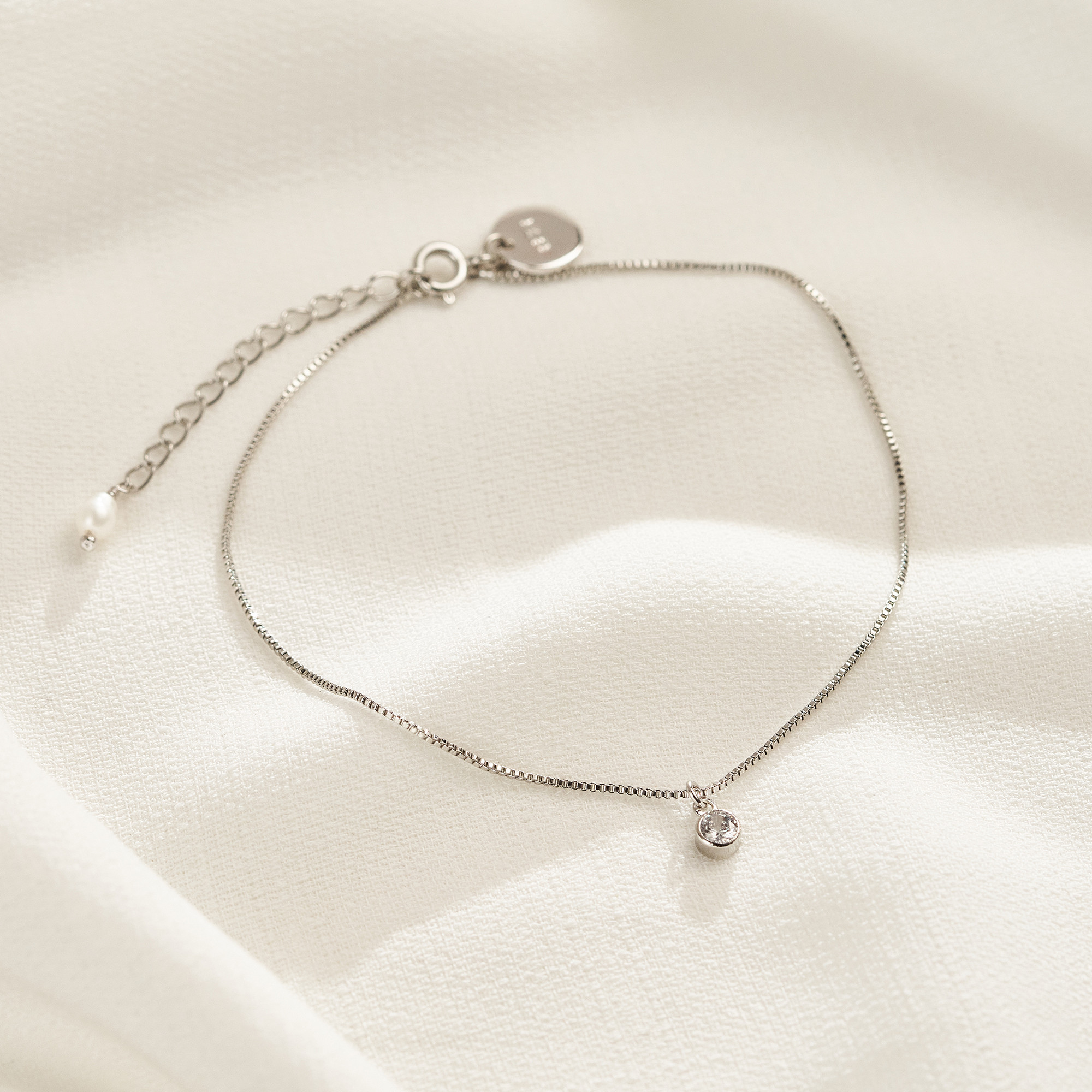 Tornozeleira Nina Banho Ródio Branco