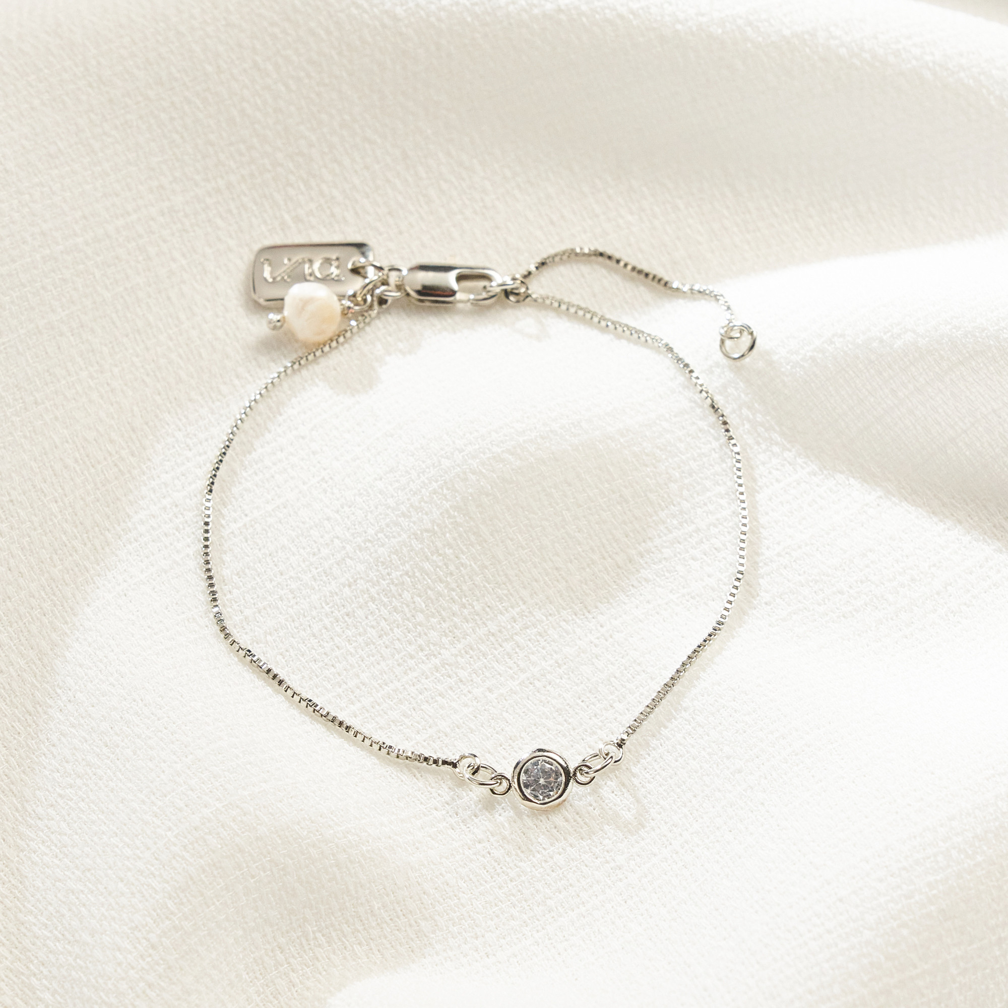 Pulseira Ava Banho Ródio Branco