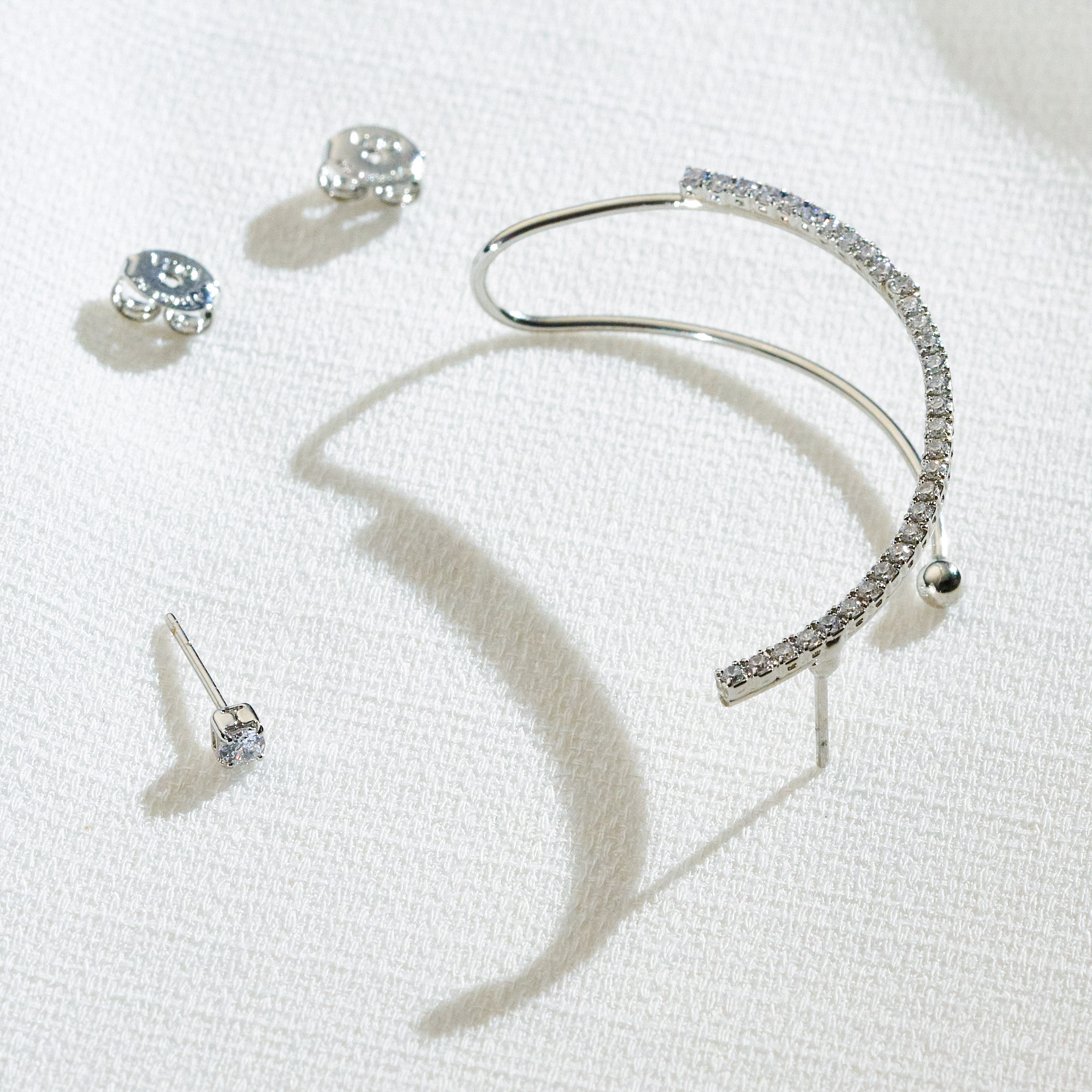 Brinco Palmer Banho Ródio Branco