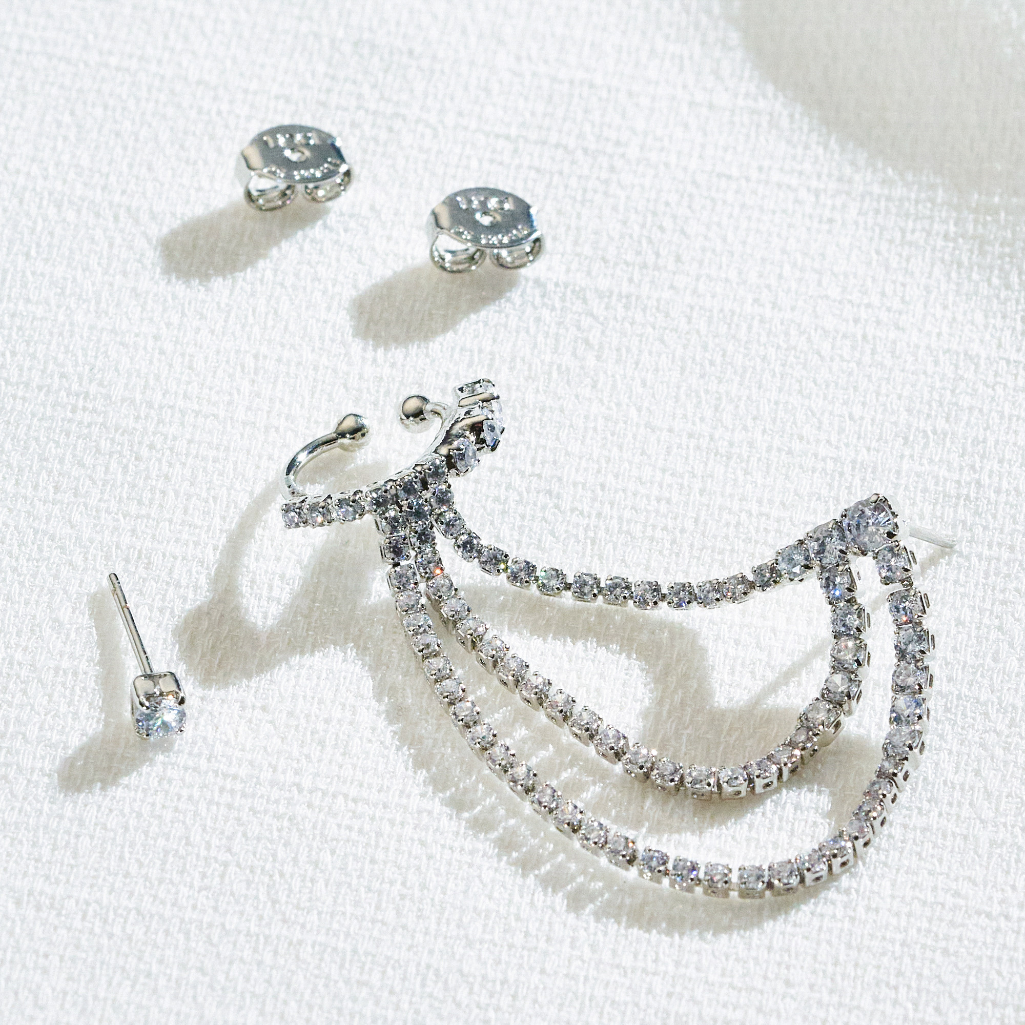 Brinco Isadora Banho Ródio Branco