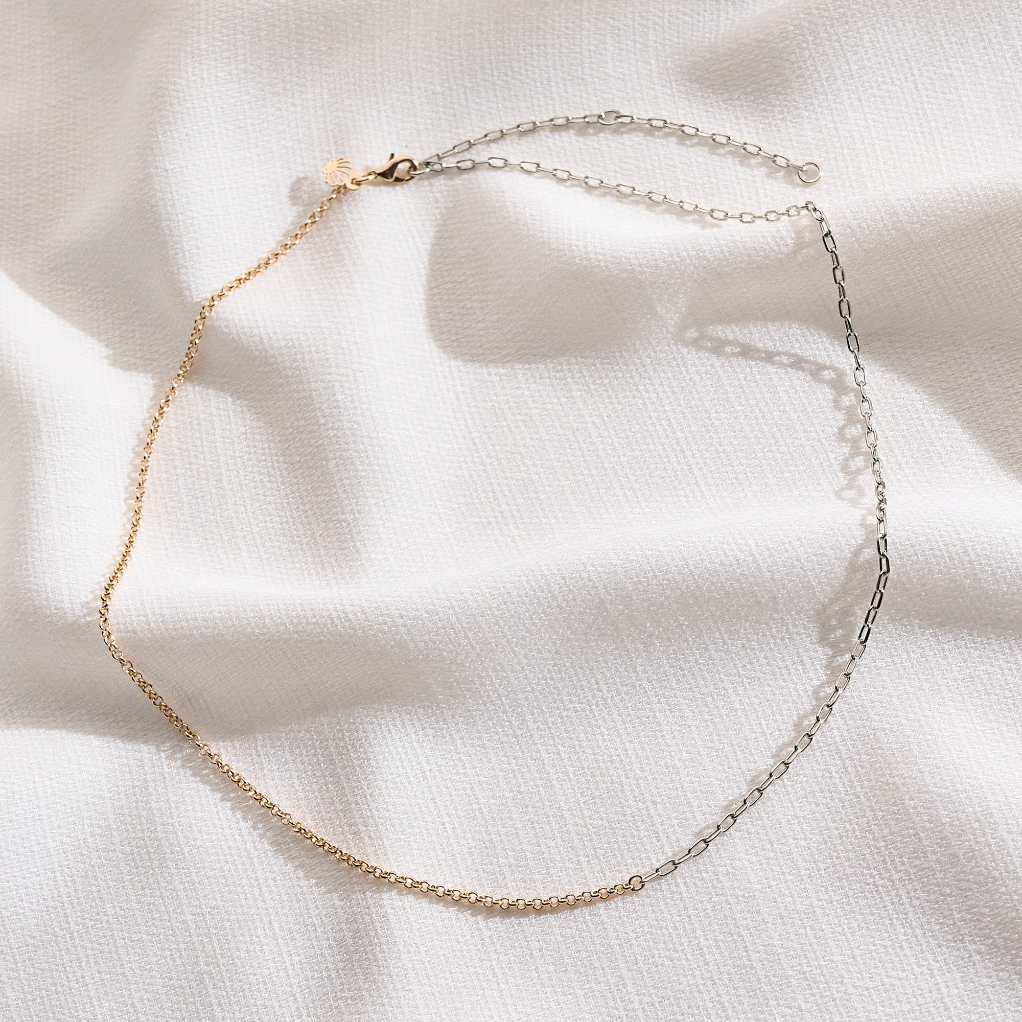 Colar Jurema Banho Ouro 18k e Ródio Branco