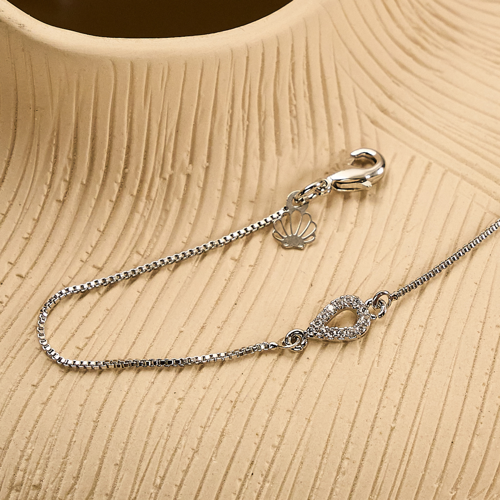 Pulseira Sacha Banho Ródio Branco