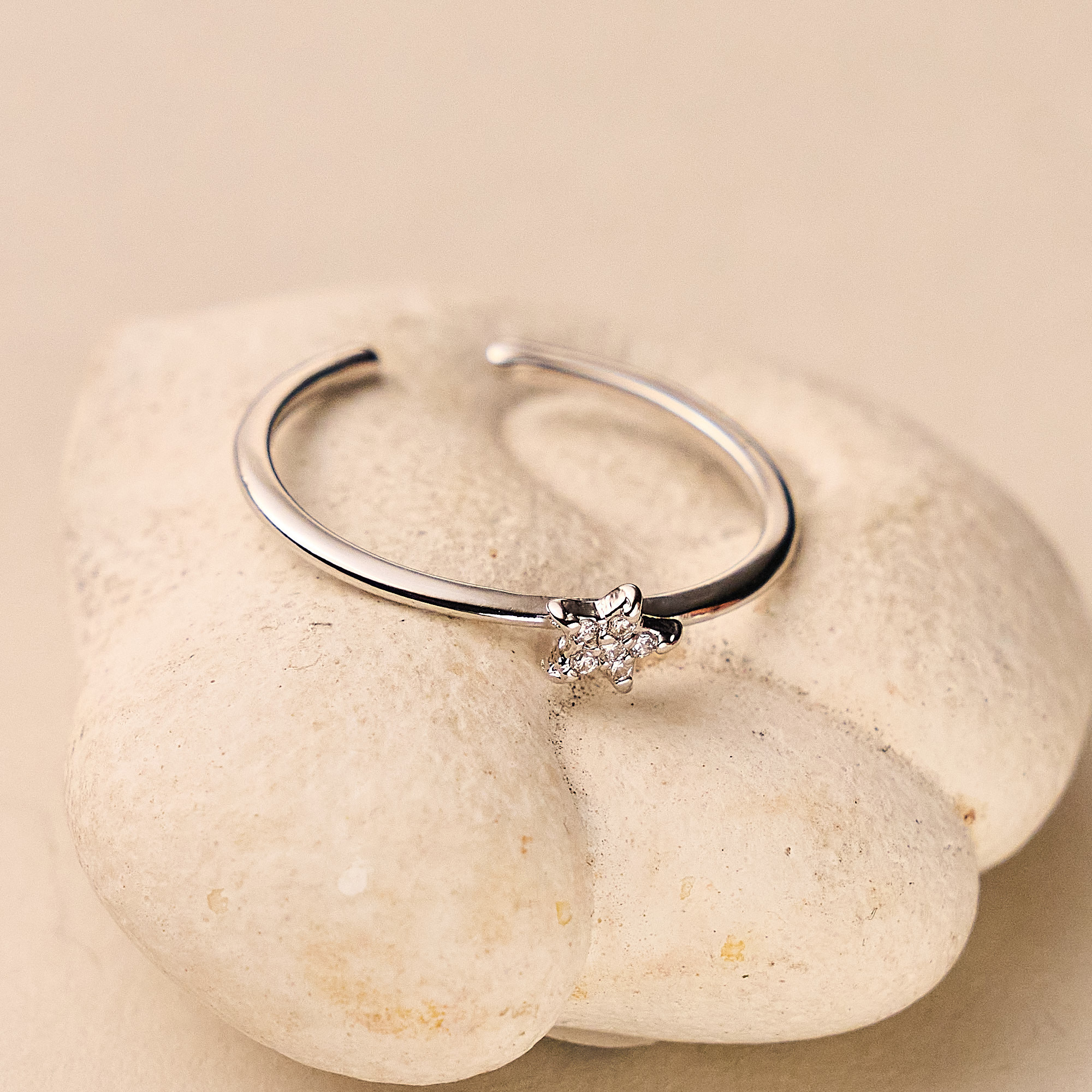 Anel Bianca Banho Ródio Branco