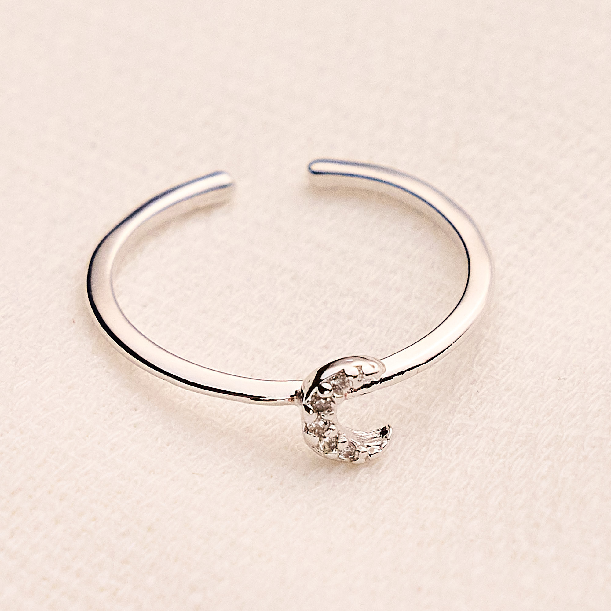 Anel Mariana Banho Ródio Branco