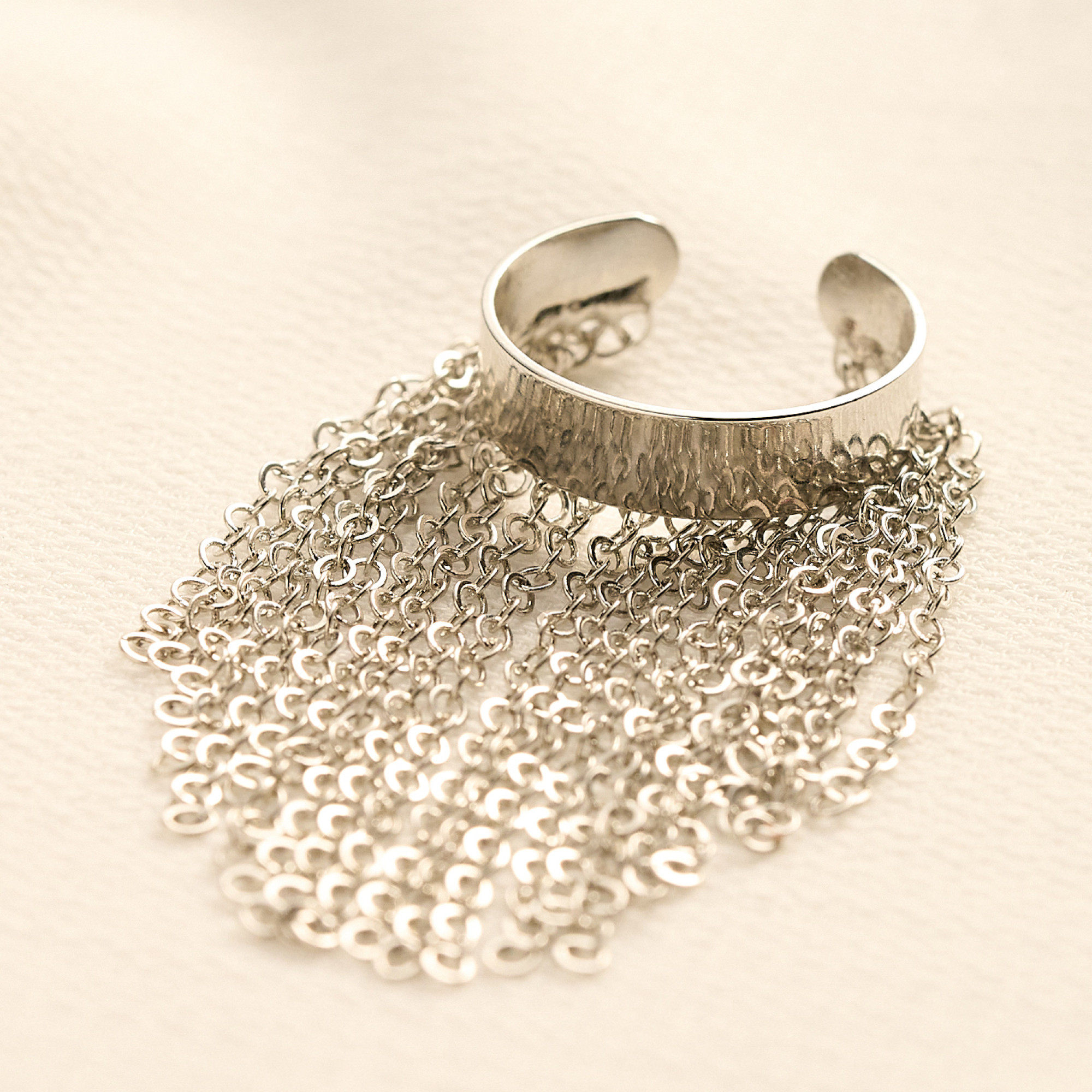 Anel Mina Banho Ródio Branco