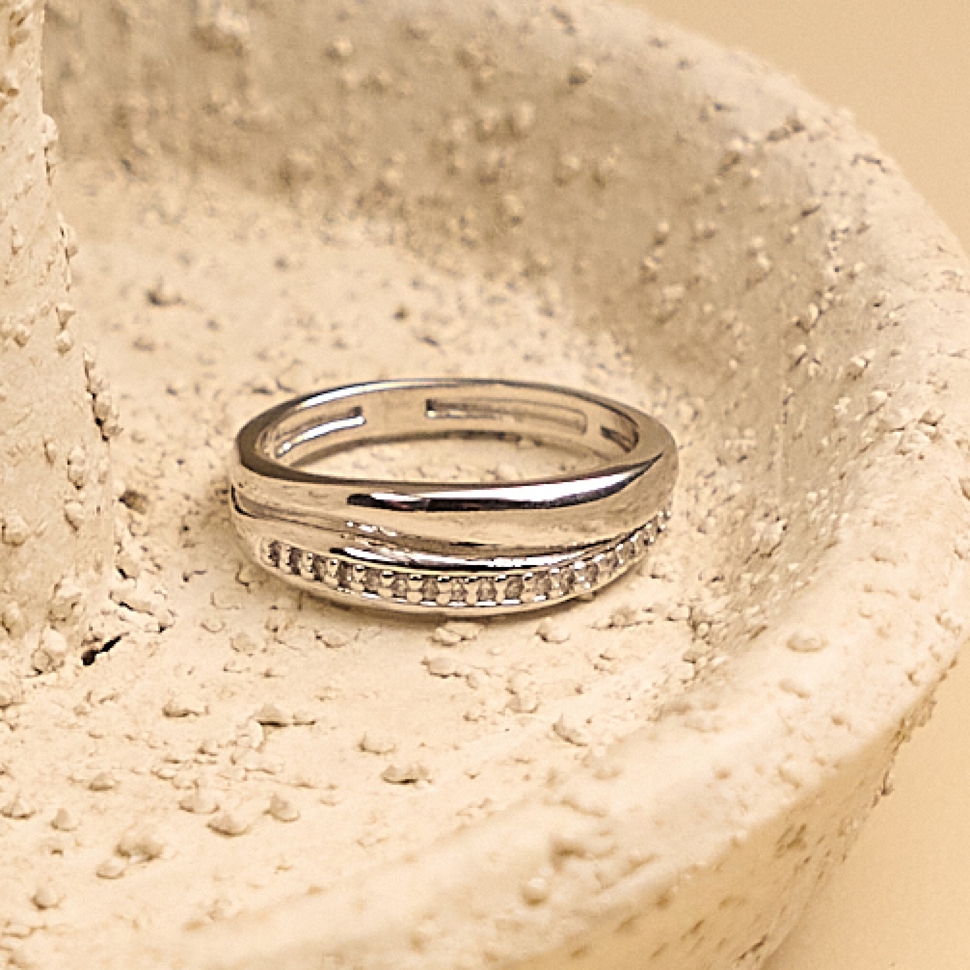 Anel Jessica Banho Ródio Branco