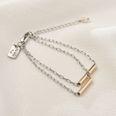 Pulseira Gabriela Banho Ouro 18k e Ródio Branco