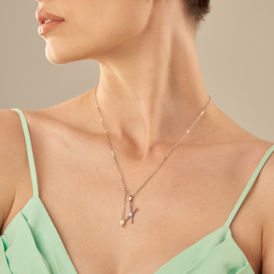 Pingente Dasha X Banho Ródio Branco