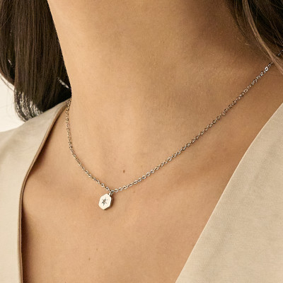 Colar Naina Banho Ródio Branco