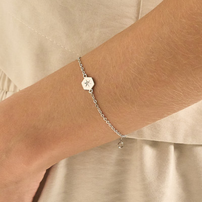 Pulseira Angeline Banho Ródio Branco