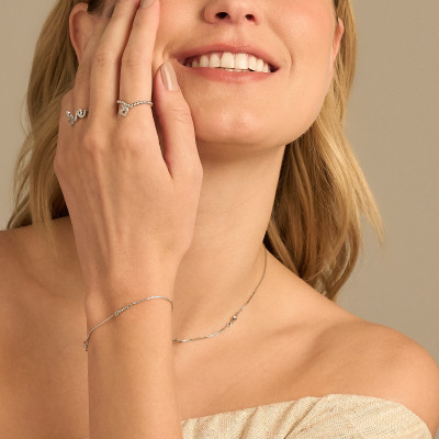 Pulseira Evans Banho Ródio Branco