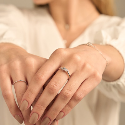 Anel Valen Banho Ródio Branco