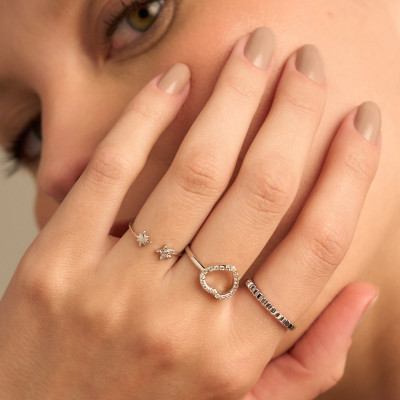 Anel Mavie Banho Ródio Branco