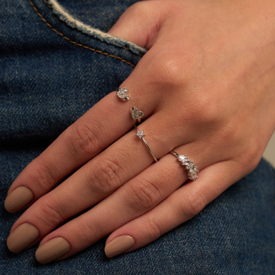 Anel Melina Banho Ródio Branco