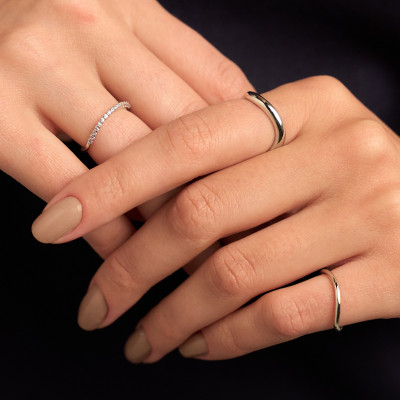 Anel Carolina Banho Ródio Branco