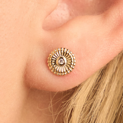 Brinco Sol Banho Ouro 18k