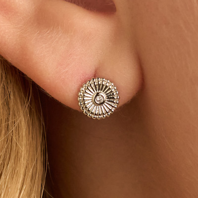 Brinco Sol Banho Ródio Branco