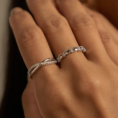 Anel Tina Banho Ródio Branco