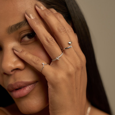 Anel Maria Alice Banho Ródio Branco