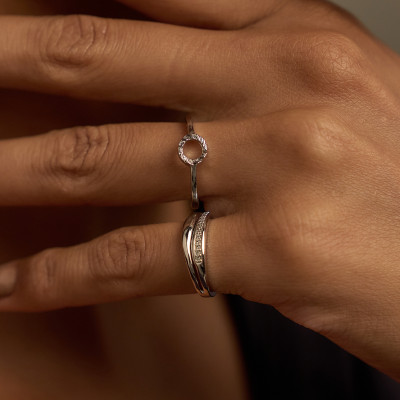 Anel Jessica Banho Ródio Branco