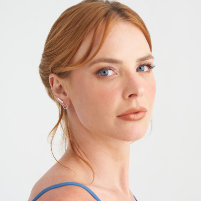 Brinco Isolda Banho Ródio Branco