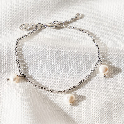 Pulseira Pedrina Banho Ródio Branco