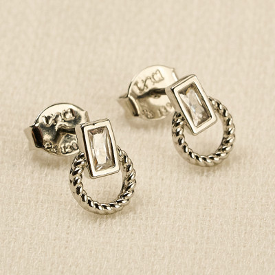 Brinco Filos Banho Ródio Branco