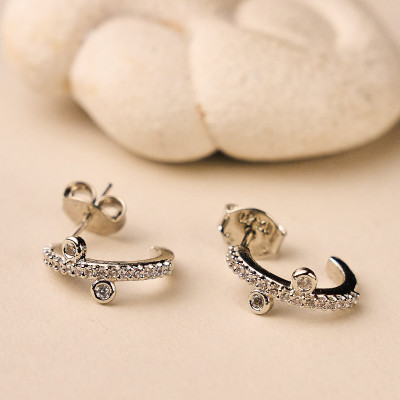 Brinco Tasia Banho Ródio Branco