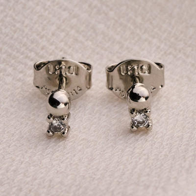 Brinco Stelli Banho Ródio Branco