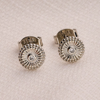 Brinco Sol Banho Ródio Branco