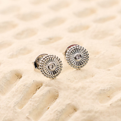 Brinco Sol Banho Ródio Branco