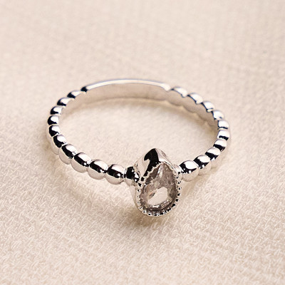 Anel Cora Banho Ródio Branco