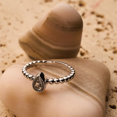 Anel Cora Banho Ródio Branco