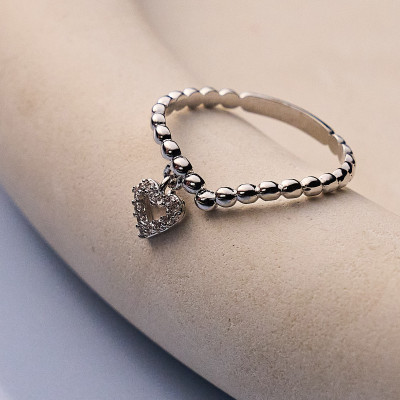 Anel Yuna Banho Ródio Branco