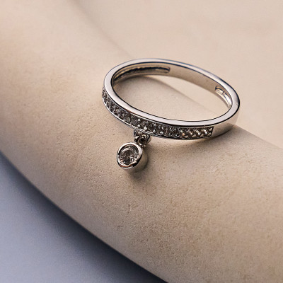 Anel Bia Banho Ródio Branco