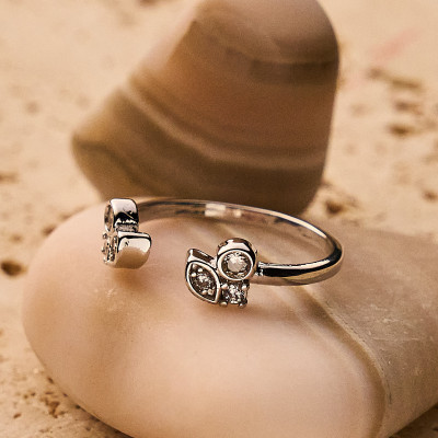 Anel Melina Banho Ródio Branco