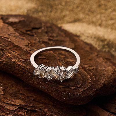 Anel Teresa Banho Ródio Branco