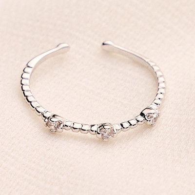 Anel Bibi Banho Ródio Branco