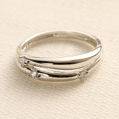 Anel Carol Banho Ródio Branco